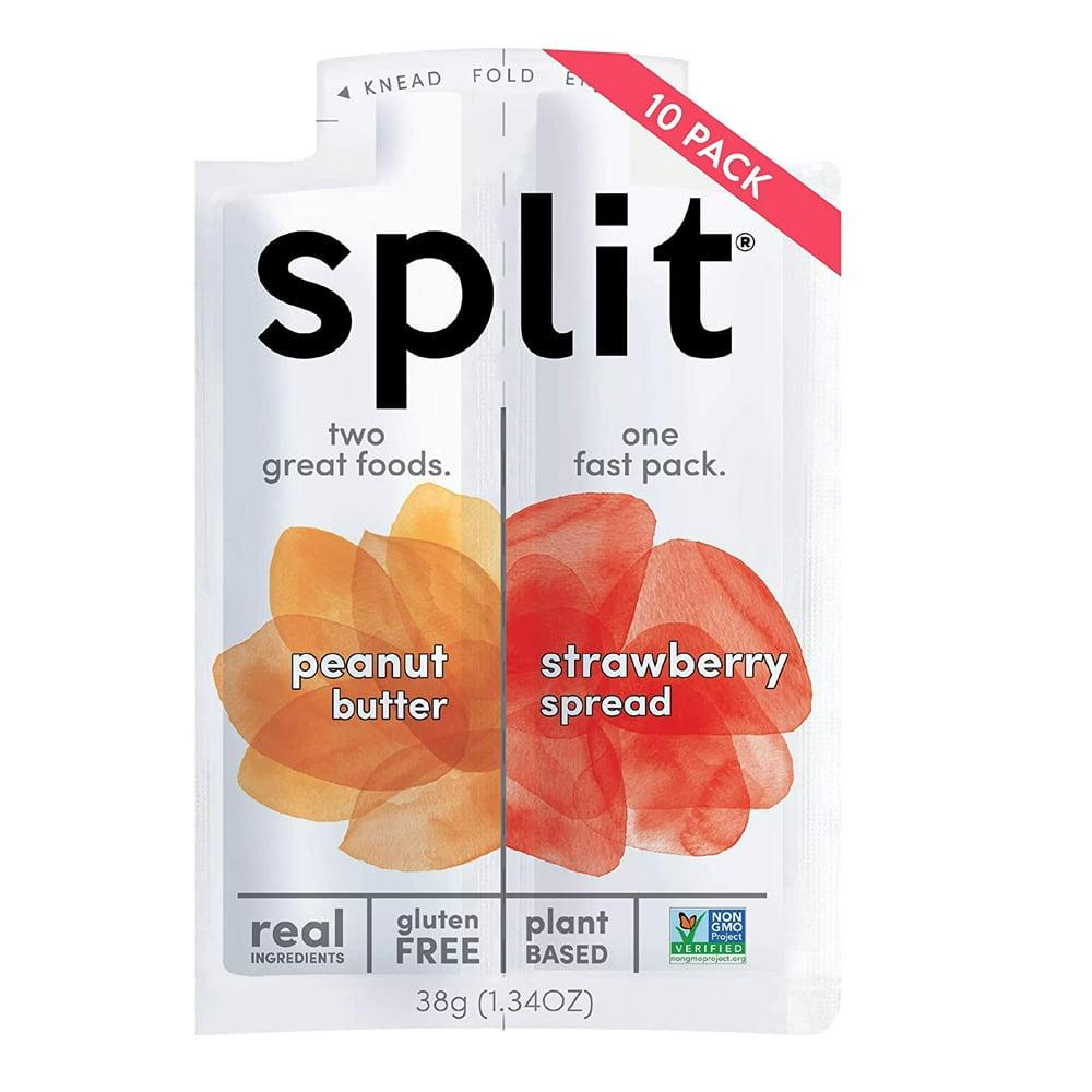 10PK Split Nutrition Peanut Butter and Strawberry Squeeze Pouch