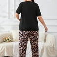 thumbnail image 4 of BOOMNY Womens Pajama Set 2 Peice Pajamas for Women Set Leopard Graphic Plus Sized Long Sleeve Pjs Tops Capri Pants Sleepwear Outfit Cozy Soft Homewear Loungewear, 4 of 8