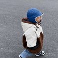 thumbnail image 5 of Gorro de invierno unisex para bebés y niños pequeños, gorro para clima frío para niños y niñas, gorro pequeño de algodón con forro de sherpa, azul, 5 of 5