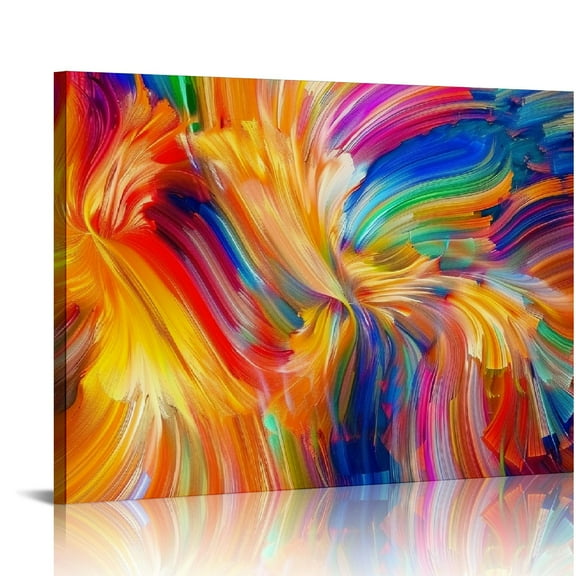 JEUXUS Abstract Colorful Wall Art Rainbow Canvas Wall Decor Bright Multicolor Color Blocks Splash Picture Art Modern Contemporary Prints Painting Artwork