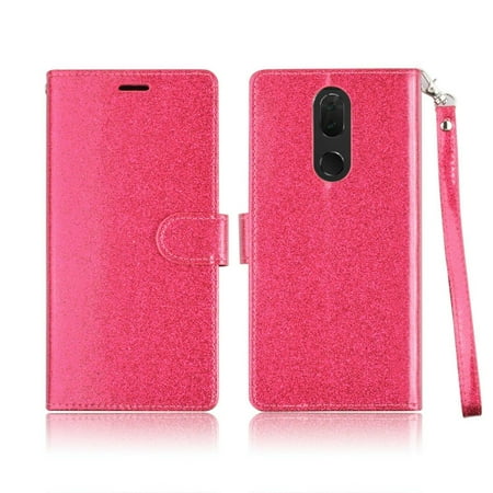for Coolpad Alchemy (T-Mobile)/ Coolpad Legacy (Metro PCS)/ Alchemy Case Cute Girls Glitter Bling 3 Credit Card Slot Folio Magnetic Closure Wallet Sparkle