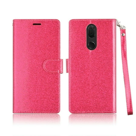 Phones Cases For Metro Pcs for Coolpad Alchemy (T-Mobile)/ Coolpad Legacy (Metro PCS)/ Alchemy Case Cute Girls Glitter Bling 3 Credit Card Slot Folio Magnetic Closure Wallet Sparkle Cover ()