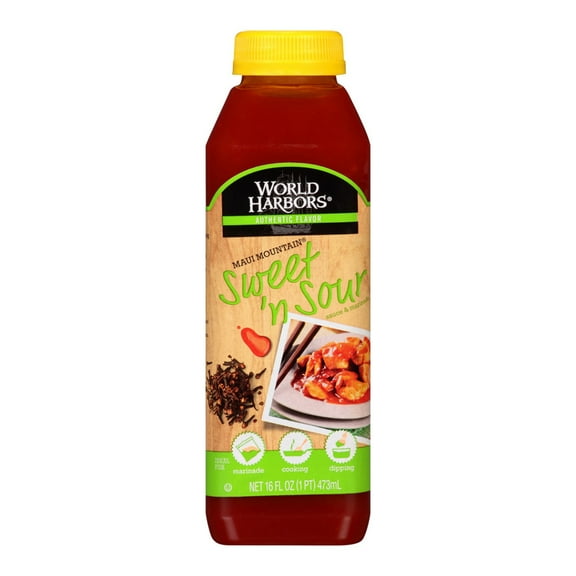 Pack of 6, World Harbors Maui Mountain Sweet 'N Sour Sauce & Marinade, 16 oz