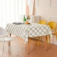 thumbnail image 2 of Checkered Table Cloth Square Tablecloth, Beige Farmhouse Classic Checkerboard Tablecloth for Picnic, Party, Dinner Table Cover, Waterproof Washable Wrinkle Resistant, 2 of 5