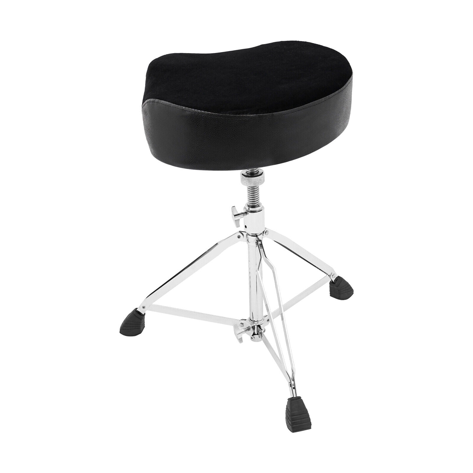 Black+Silver Adjustable Drum Stool, Foldable and Portable Drum Chair Seat, iron Frame, PU Seat Padded Drum Seat