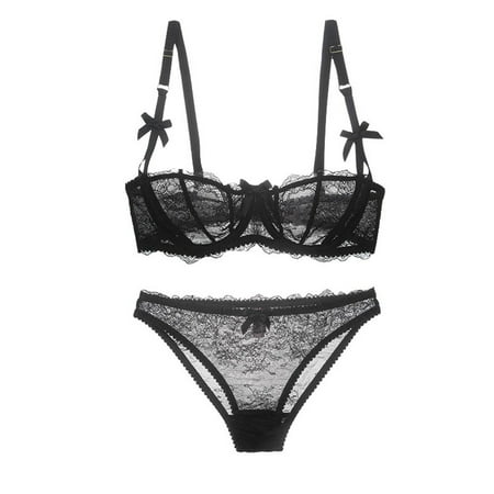 Leakproof Ladies Underwear Sexy Lace Lingerie For Women Comfortable And Breathable Gathered Oversized Bra Set Sexy Underwear for Women(Size:36/80B)