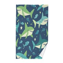 Yayeee 2 Pack Hand Towels for Bathroom 100% Cotton 16" x 28" Kitchen Towel, Sharks Pattern