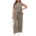 thumbnail image 6 of Lumtrix Two Piece Sets For Women Spring Summer Travel Airport Vacation Outfits Lounge V Neck Tops Drawstring Wide Leg Pants 2026 Watermelon Red L, 6 of 6