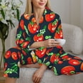 thumbnail image 6 of Picia Tomatoes Pattern Women’s Long-Sleeve Sleepwear Set - Soft 2-Piece Loungewear with Pockets, Comfy PJs for Relaxing Nights-X-Large, 6 of 7