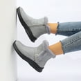 thumbnail image 4 of Womens Furry Mid Calf Snow Boots Fashion Casual Suede Wide Toe Fleece Lined Fuzzy Winter Walking Ankle Booties Grey Size 6.5, 4 of 7