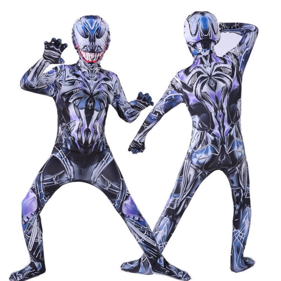 2026 New Halloween Spide Cosplay Costume, Hero Full Bodysuit Costume Set, Cosplay Set Include Jumpsuit with Hood, Unisex Halloween Outfits, 100(2-3 Years)