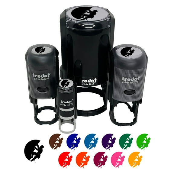 Mountain Climber Rock Climbing Hiking Self-Inking Rubber Stamp Ink Stamper - Brown Ink - Mini 1/2 Inch