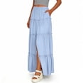 thumbnail image 4 of Womens Causal Flowy Skirt Summer Midi Skirts Boho Midi Four-sided bullet Skirt Light Blue XXL, 4 of 4