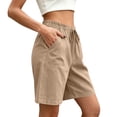 thumbnail image 5 of Taqqpue Womens Linen Shorts 5 Inch under 10 Dollars Elastic Waist Plus Size Athletic Shorts Solid Color Fashion Comfy Drawstring Casual Pocket Loose Shorts Pants Clearance for Women, 5 of 8
