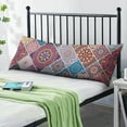 thumbnail image 2 of Boho Long Body Pillow Cover – Soft & Breathable Ethnic Fabric, Hidden Zipper, 20"x54", Stylish Abstract Tribal Print – Gift for Side Sleepers, Pregnancy, Home Decor, 2 of 7