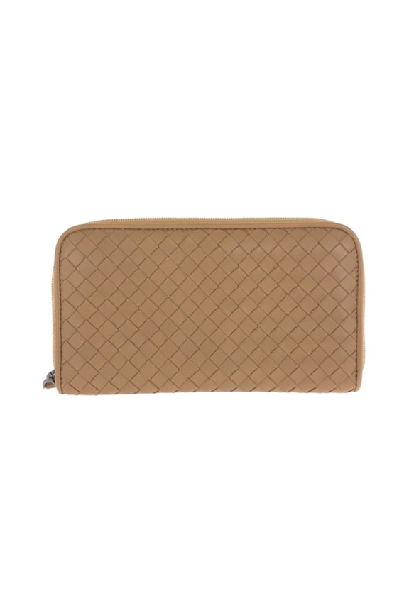 Pre-Owned BOTTEGA VENETA Bottega Veneta Intrecciato Beige Gunmetal Hardware Leather Long Wallet...