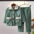 thumbnail image 2 of SXcggal Kids Pajama Sets Button Down Long Sleeve Shirt And Long Pants Boys Girls Sleepwear 2PCS Stylish Comfortable Casual Boy Suit, 2 of 4
