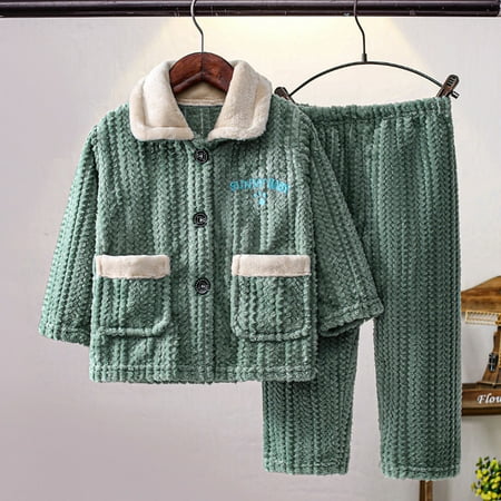 

Hbdhejl Outfit Set For Boys Girls Toddler Kids Pajama Sets Button Down Long Sleeve Shirt Long Pants Sleepwear 2Pcs Green 5-6 Years
