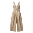 thumbnail image 7 of Hvogkswy Cargo Jumpsuits for Women V-Neck Sleeveless Adjustable Strap Button Front Romper Fashion Comfy Outdoor Hiking Casual Wide Leg Jumpsuit, 7 of 7