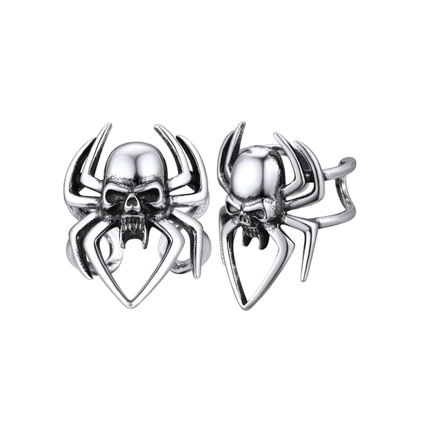 Silvora Spider Ear Cuff para hombres y mujeres Pendientes abiertos de plata esterlina Joyería de oreja ajustable sin perforación para Halloween Cosplay Fiesta