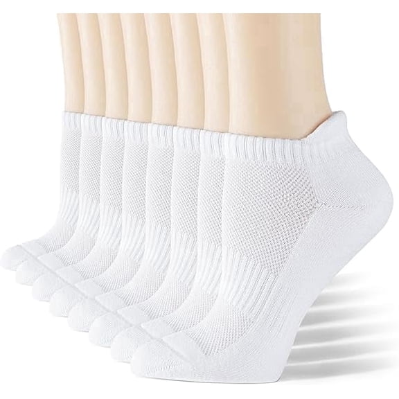 8 Pairs Low Cut Ankle Athletic Running Socks with Tab, Performance Sports Socks for Women and Men