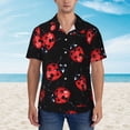 thumbnail image 4 of Daiia Beautiful Red Ladybug Hawaiian Shirt for Men Gentle Cotton Regular Short Sleeve Casual-3X-Large, 4 of 9