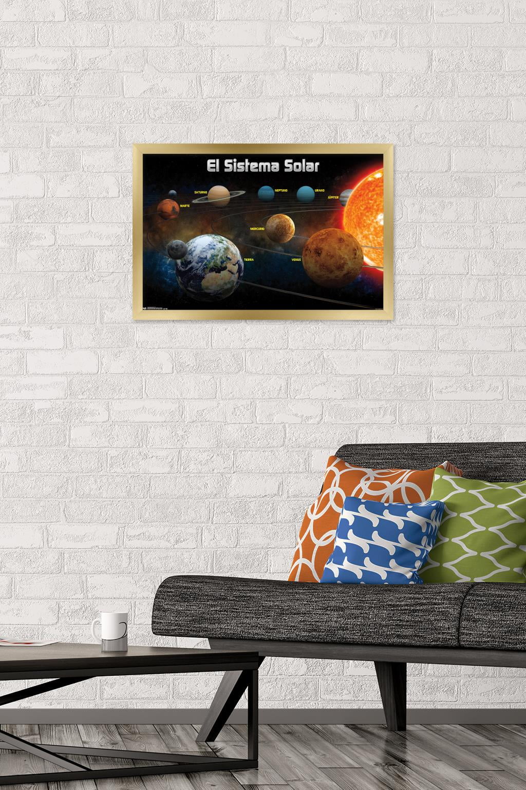 El Sistema Solar 2013 (Solar System) Wall Poster, 14.725" x 22.375", Framed