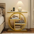 thumbnail image 5 of Tribesigns 4-Tier End Table for Living Room, Wood Narrow Side Table for Bedroom, White&Gold, 5 of 8