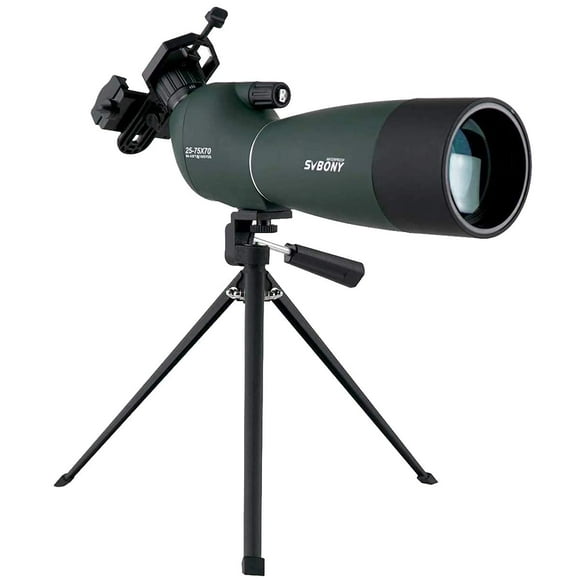 SVBONY SV28 Scores de Spotting avec Trépied, Chasse, 25-75x70, Incliné, Étanche, Portée, avec Adaptateur Téléphonique, Compact, pour Prise de Vue Cible, Oiseaux, Faune