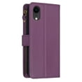thumbnail image 3 of Zipper Wallet Case for iPhone XR Wrist Hand Strap PU Leather Flip Case, Credit Card Slots Kickstand Magnetic Clasp TPU Shell Shockproof Cover for iPhone XR Women Men, Darkpurple, 3 of 9