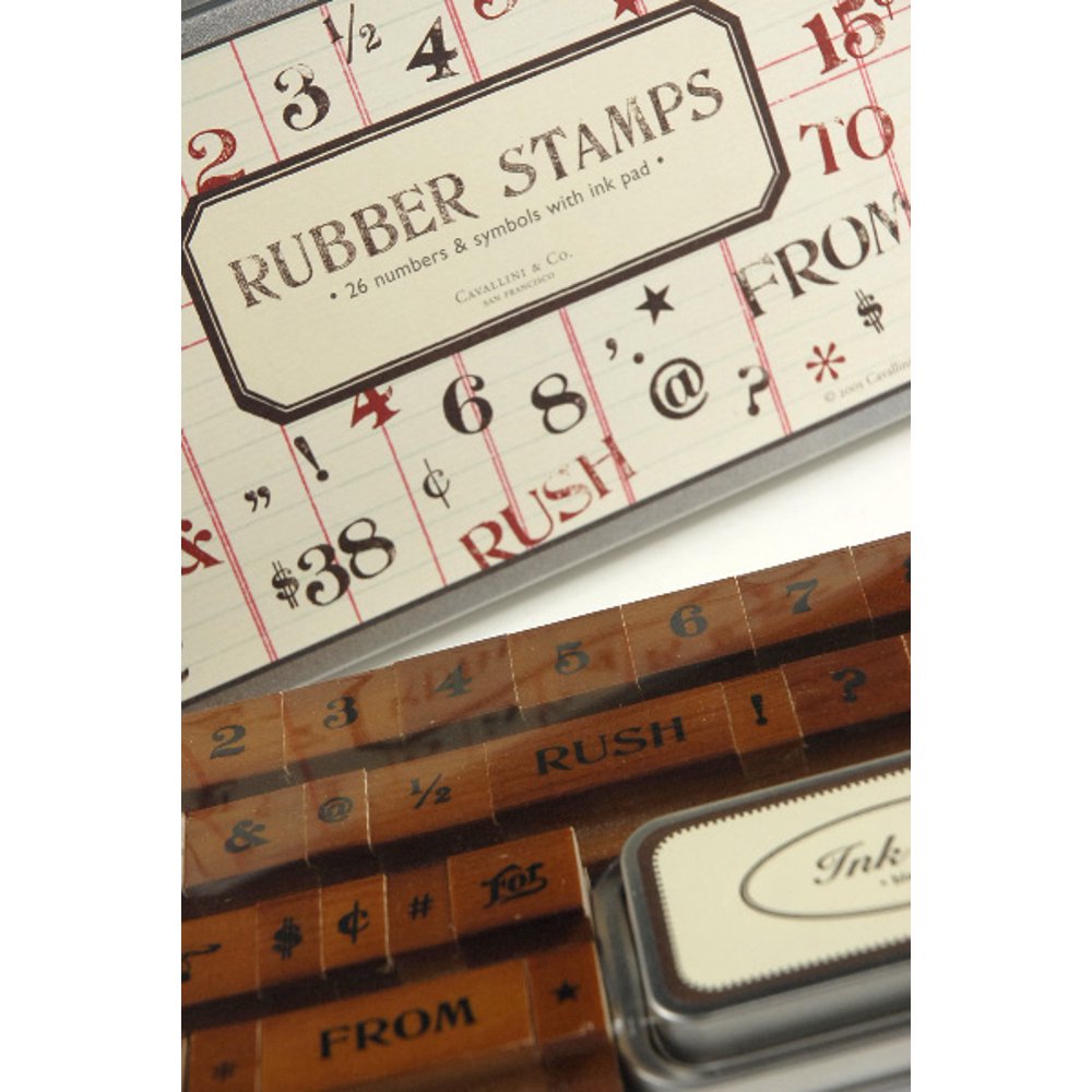 Rubber Stamps Numbers & Symbols (26 stamps) Cavallini & Co. Walmart