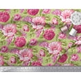 thumbnail image 2 of Soimoi Moss Tissu Georgette Feuilles & Pivoines Imprimés Floraux au Mètre 42 Pouces de Large, 2 of 5