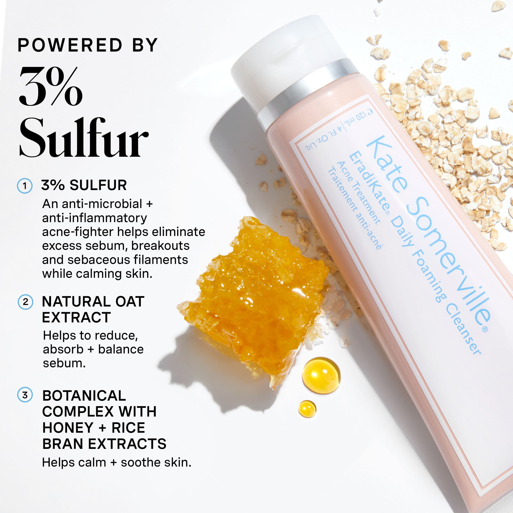Kate Somerville EradiKate 3% Sulfur Daily Foaming Liquid Cleanser, 4.0 Fl Oz