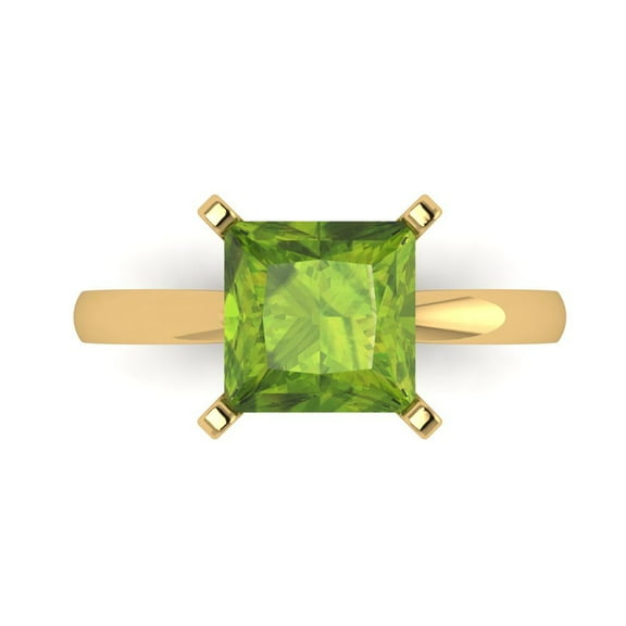 Solitaire Engagement Ring for Women - 3ct Natural Peridot in 18K Yellow Gold Promise Ring