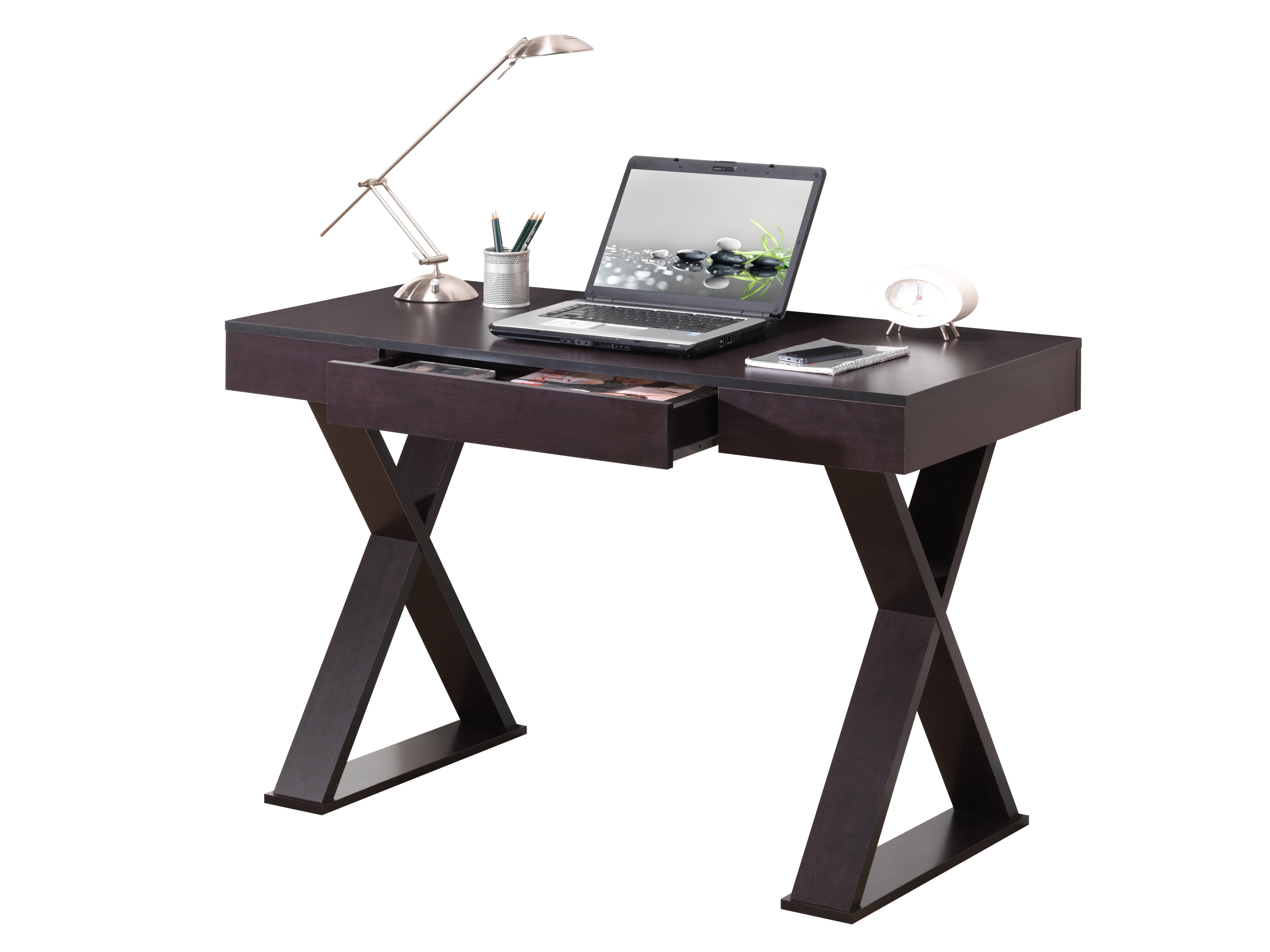 Techni Mobili Trendy Home Office Desk with Drawer, Espresso RTA-8406-ES