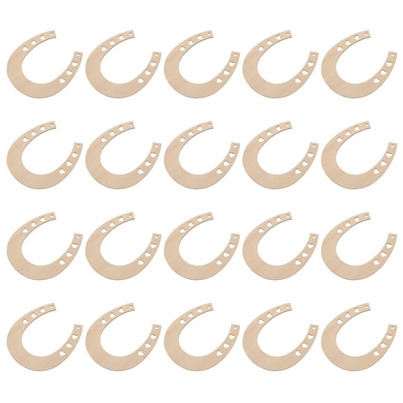 24Pcs Unfinished Wood Pieces Blank Wood Chips Horseshoe Wooden DIY Slices
