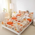 thumbnail image 3 of Manfei Fall Pumpkin Print Bed Sheets,Maple Leaf Fall Print Full Size Sheets,4-Piece,1 Flat Sheet,1 Fitted Sheet and 2 Pillowcases, 3 of 6