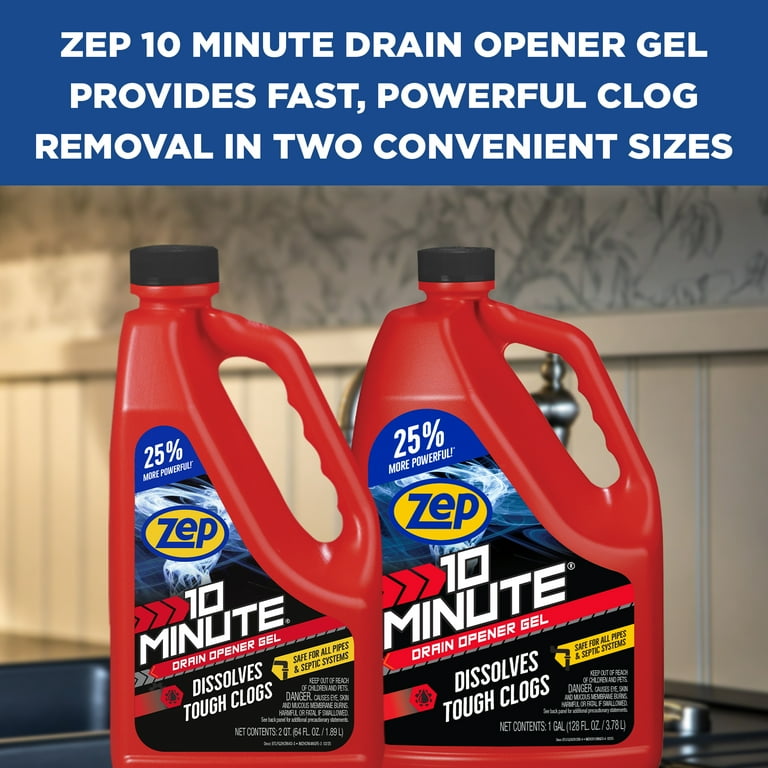 Zep Commercial Strength Drain Opener Gel, Safe for All Pipes, 64oz