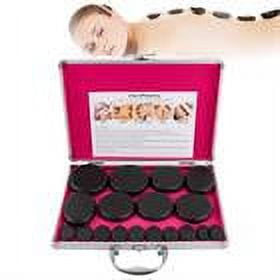 DENEST 16pcs Hot Massage Stones Natural Volcanic Massage Stones for Pain Relief with Box Black