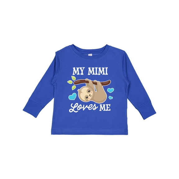 Inktastic My Mimi Loves Me with Sloth and Hearts Boys or Girls Long Sleeve Toddler T-Shirt