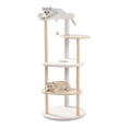 thumbnail image 4 of Pefilos 49 Inches Multi-Level Cat Tree Modern Cat Tower Wooden Activity Center with Scratching Posts Cat Tree Tower for Indoor Cats, Beige, 4 of 15