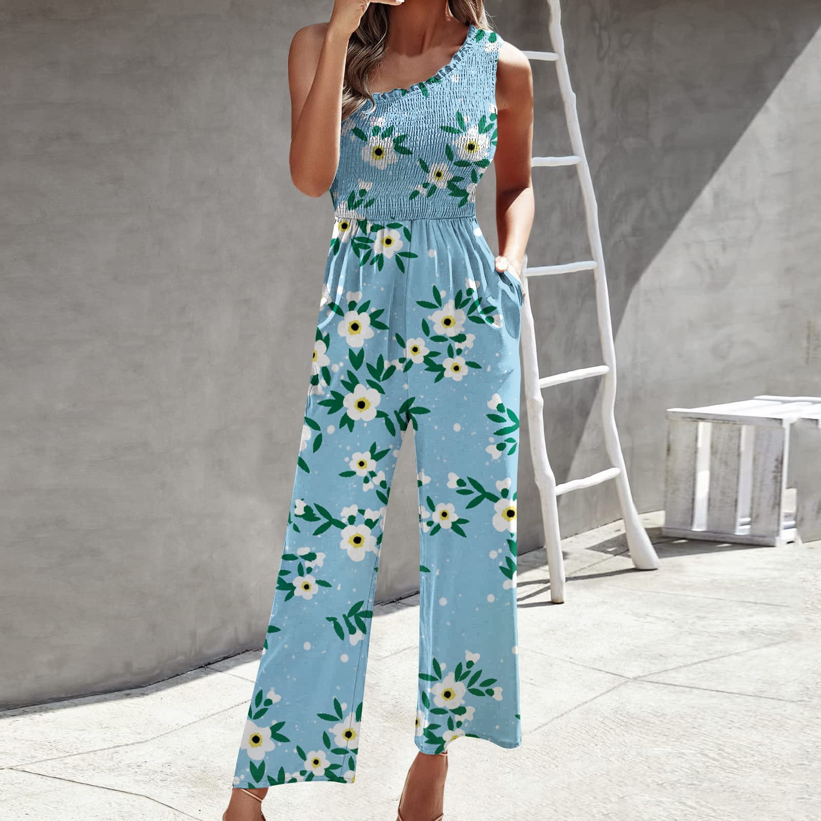 Plausible enfermo Contando insectos One Piece Jumpsuits for Women Women's Fashion Printed Single Shoulder Strap  Sleeveless Packets Jumpsuit Enterizos De Mujer Elegantes Largos -  Walmart.com