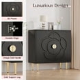 thumbnail image 4 of Tolead Modern Sideboard Buffet Cabinet with Flower Pattern, 6 Shelves, Black, 4 of 8