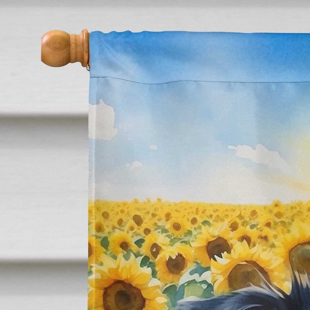 Border Collie in Sunflowers House Flag 28 in x 40 in