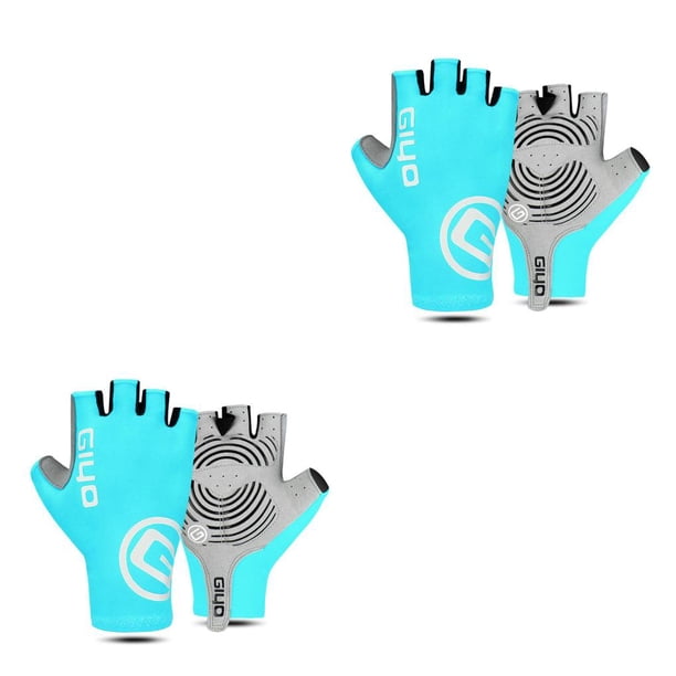 Eigraketly 1 par de medio guantes para senderismo, manoplas auxiliares de cuero PU para ciclismo, almohadilla antideslizante multiusos, Azul claro XXL 2piezas