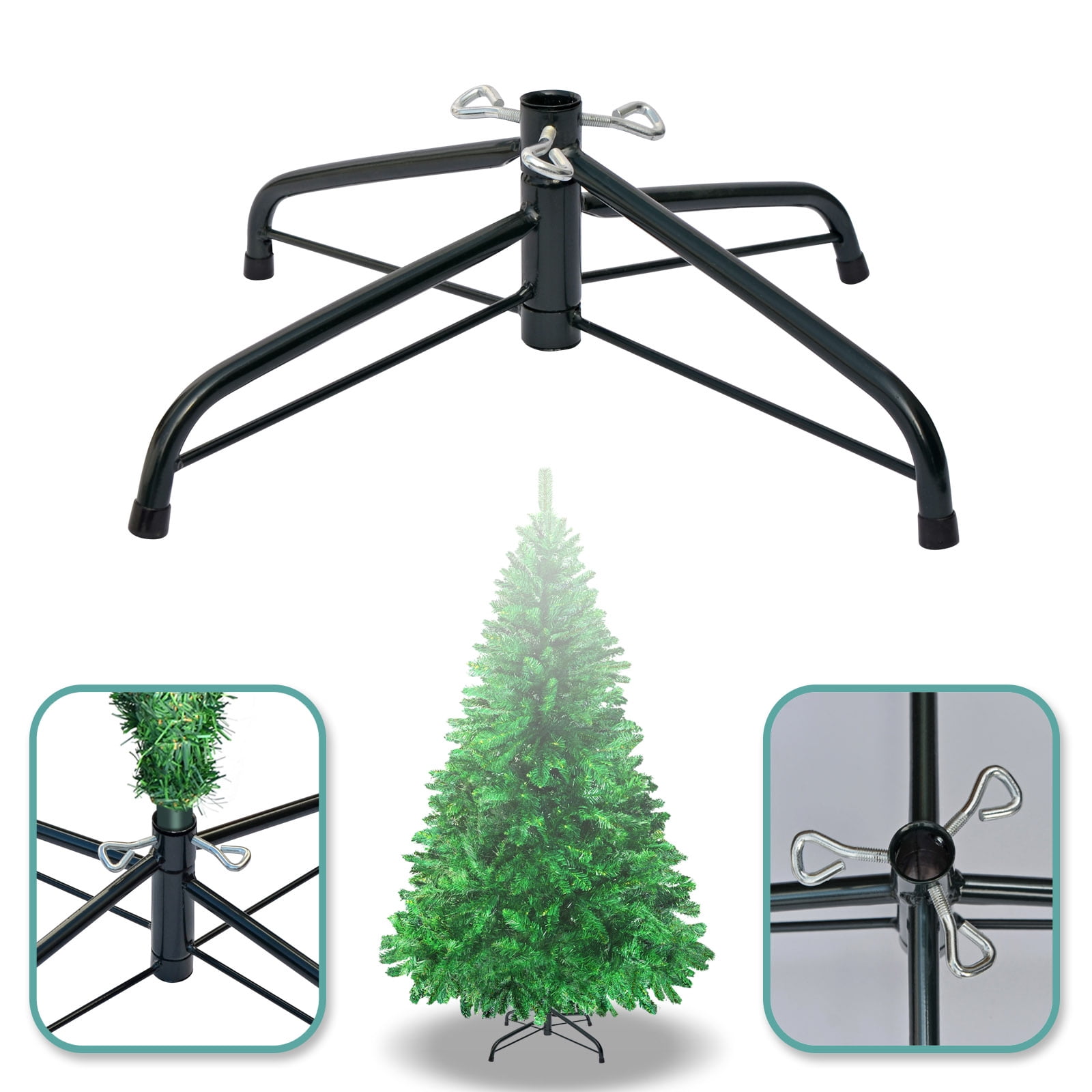 Sunrise Steel Base Metal Stand for 5/6/7/7.5ft Christmas Tree Xmas Decor (Green, for 5ft Tree)