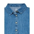 thumbnail image 2 of Wonder Nation Toddler Girls' Denim Shirtdress with Long Sleeves, Sizes 12M-5T, 2 of 3