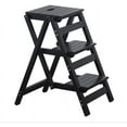 Step Stool, 3Step folding, portable, made of the solid wood, four