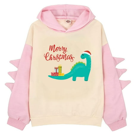 

Autumn and Winter Boy and Girl Children s Long Sleeved Dinosaur Color Hoodie Sweatshirt Christmas Clothes for Kids Little Brother Onesie Christmas Outfit Baby Girl
