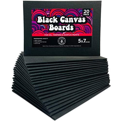 20 Pack Black Canvas Boards for Painting 5x7 Blank Small Art Canvases Panels for Paint